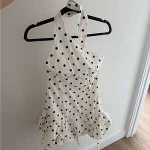 Peppermayo iconic White and Black Polka Dot scarf Dress